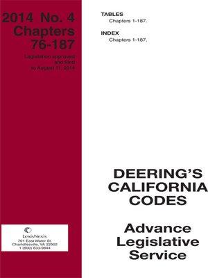 cover image of California Deering's Advance Legislative Service